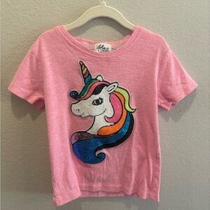 Lola + The Boys Pink Rainbow Unicorn Tee